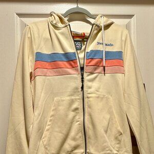 Yo Colorado Cream Off White Beige Full Zip Striped Hoodie M